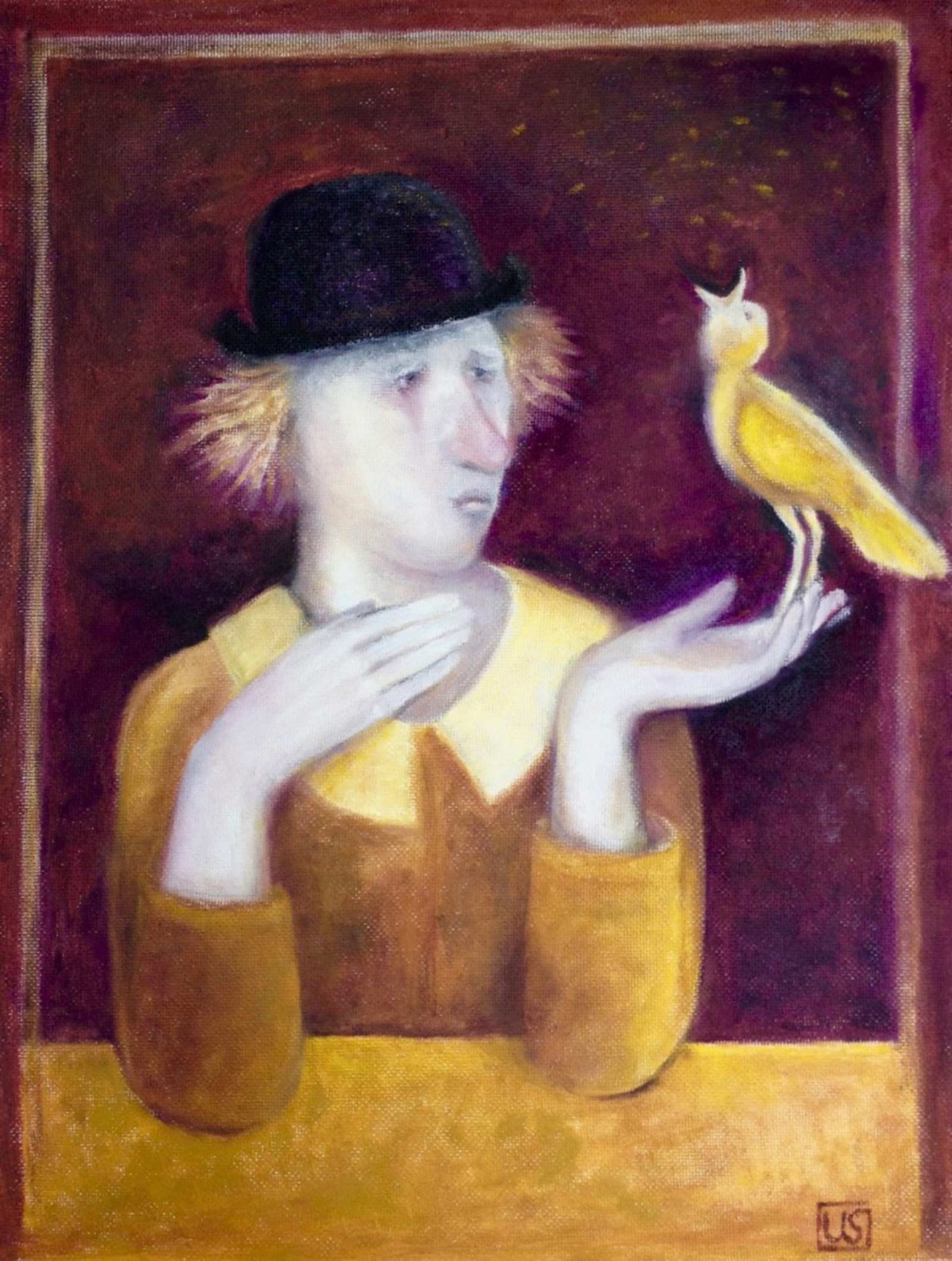 Uta_Schock_Malerei_Oel_Clown_mit_Vogel