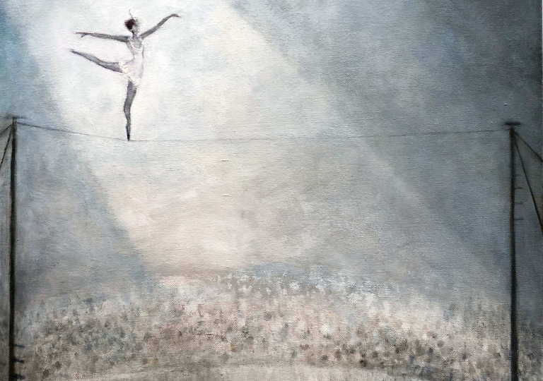Uta_Schock_Malerei_Oel_Die_Seiltaenzerin