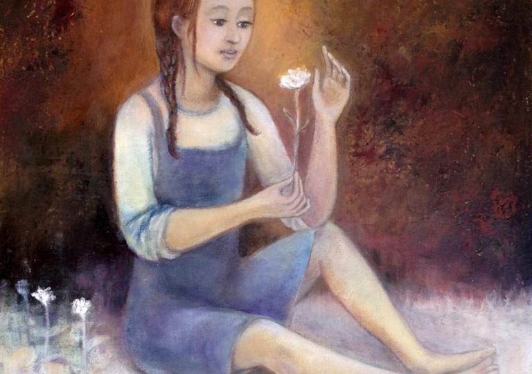 Uta_Schock_Malerei_Oel_Maedchen_mit_Blume