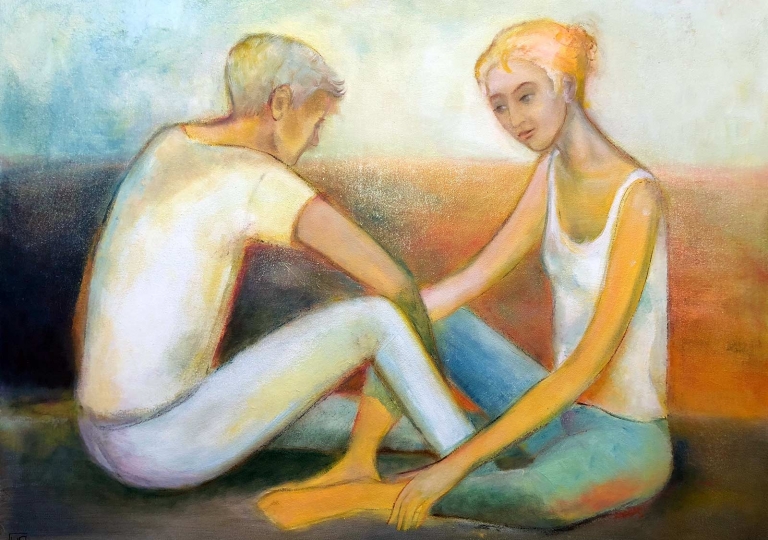 Uta_Schock_Malerei_Oel_Paar_im_Gespraech